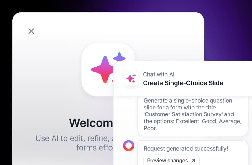 Screenshot of Tapform AI form builder and editor.