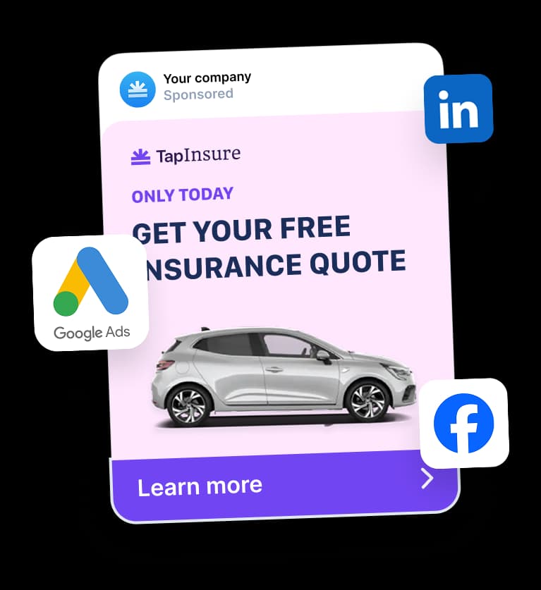 Example of Tapform lead capture form social media ad as the first step of the lead capturing process.