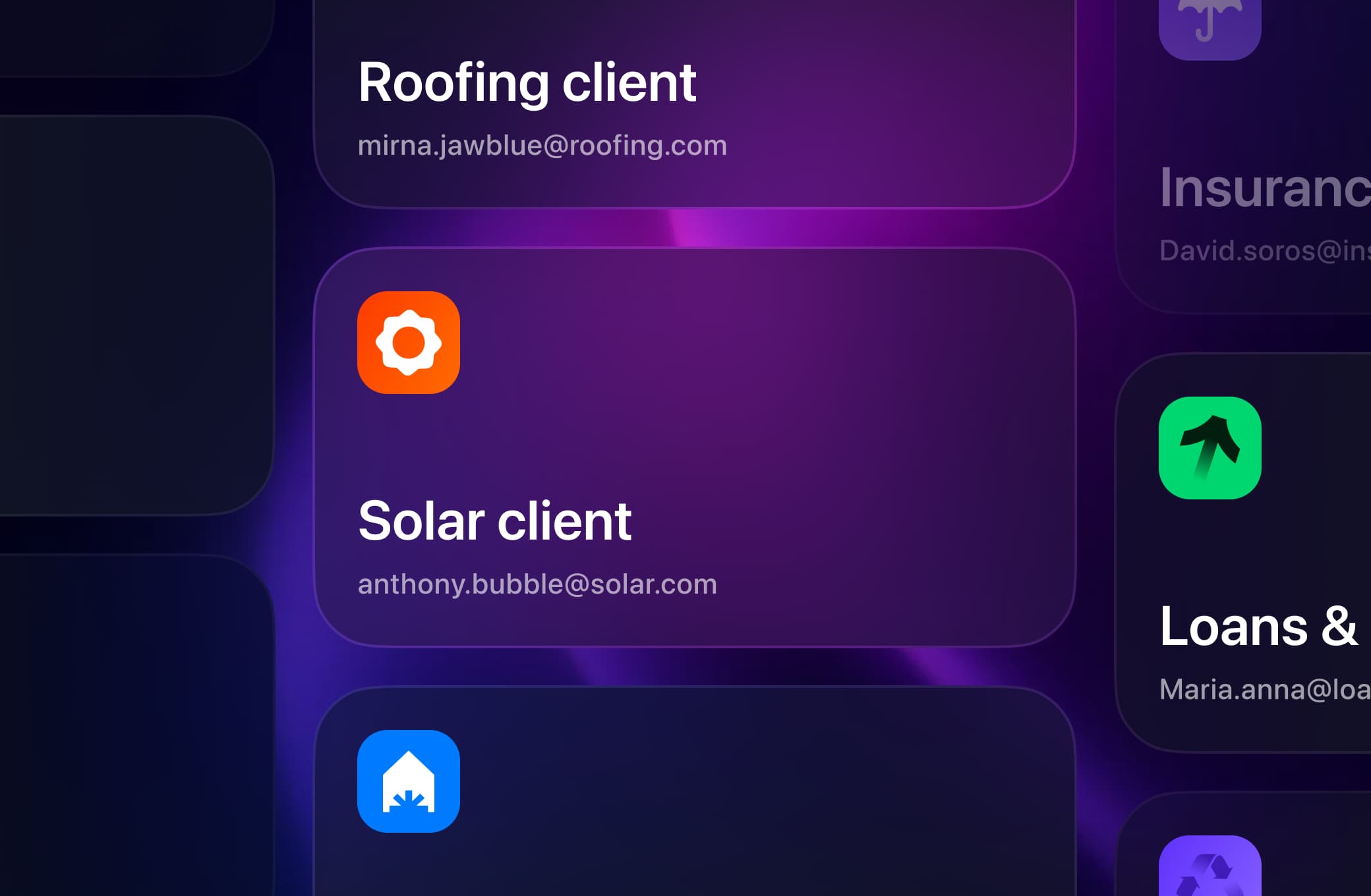 Screenshot of Tapform agency workspaces with multiple clients.