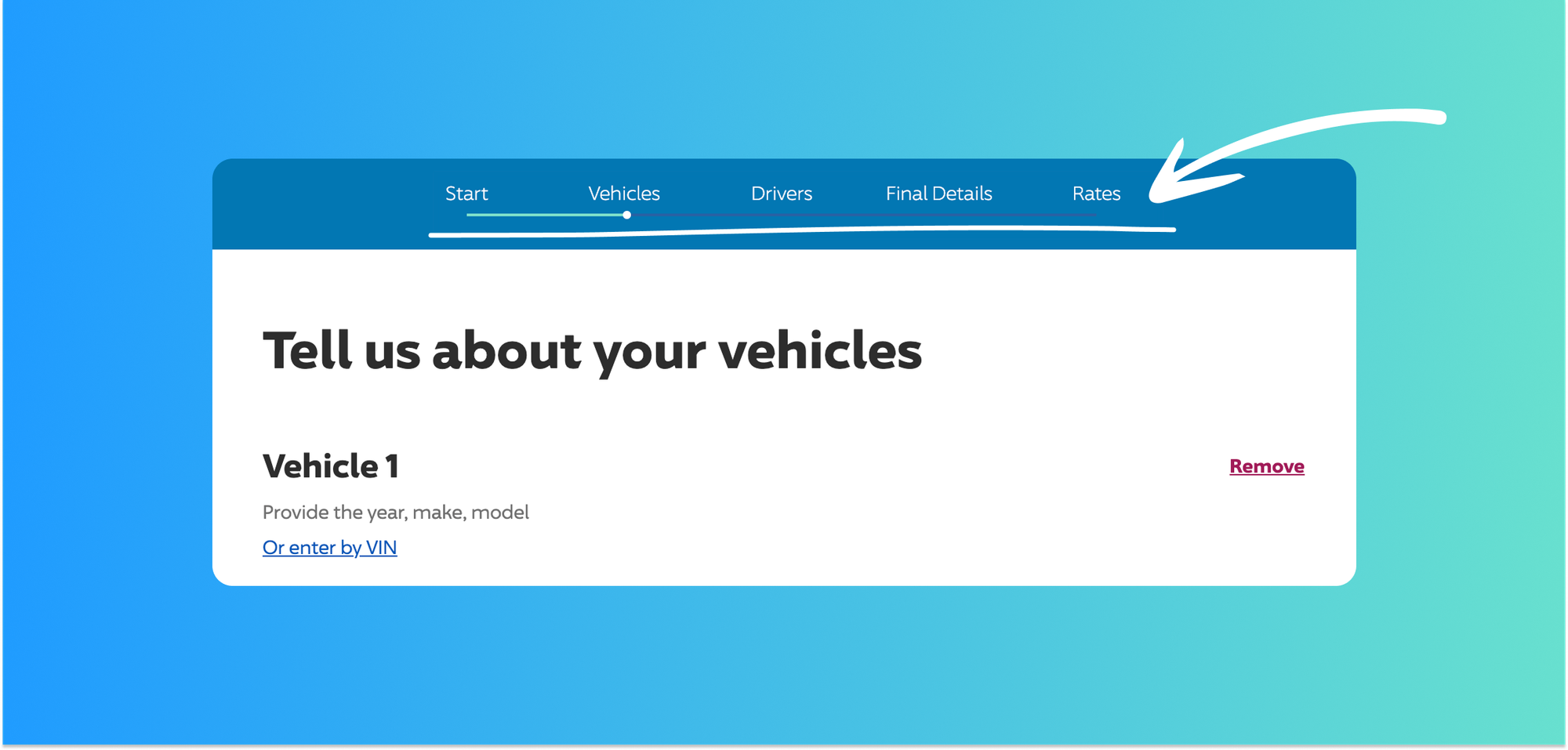 progressive's visible progress indicator for lead capture form