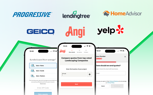 examples of how major brands like angie, lendingtree, and progressive use lead capture forms to qualify users online.
